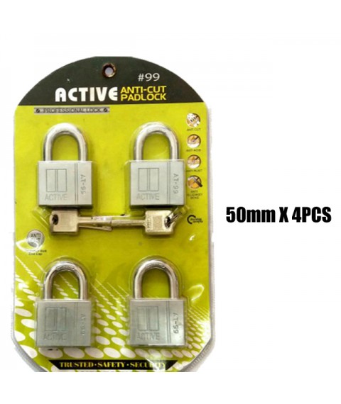 ACTIVE Anti-Cut Brass Pad Lock 40mm & 50mm (1PCS / 2PCS / 3PCS / 4PCS) 