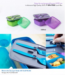 Elianware Lunch Box Bento Lunchbox Container (1.3L) [Free Water Tumble 1L]