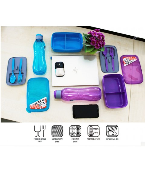 Elianware Lunch Box Bento Lunchbox Container (1.3L) [Free Water Tumble 1L]