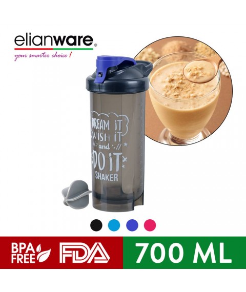 Elianware Protein Shaker Blender BPA Free Container with MIxing Ball (700ml)