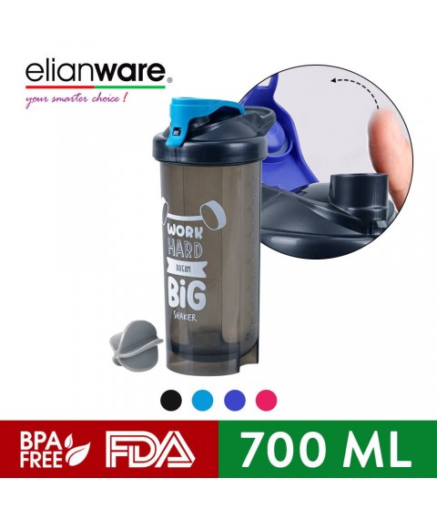 Elianware Protein Shaker Blender BPA Free Container with MIxing Ball (700ml)