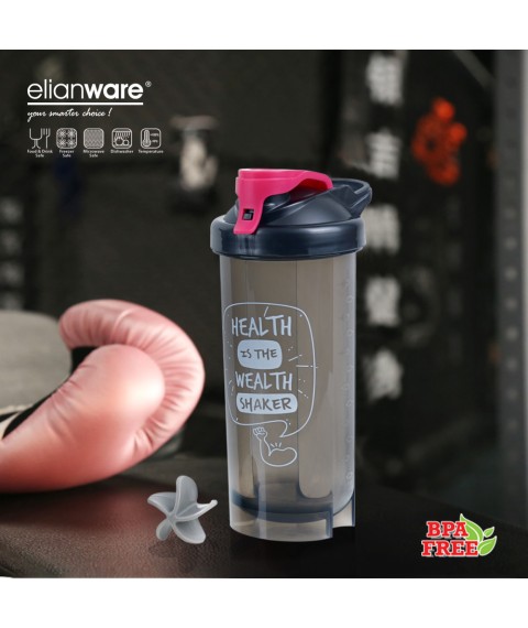 Elianware Protein Shaker Blender BPA Free Container with MIxing Ball (700ml)