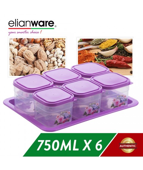 Elianware Kuih Raya Cookies Snacks Airtight Container with Tray (6 Pcs)