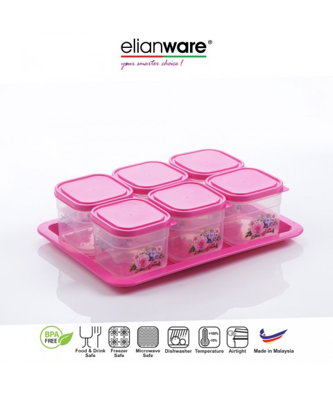 Elianware Kuih Raya Cookies Snacks Airtight Container with Tray (6 Pcs)