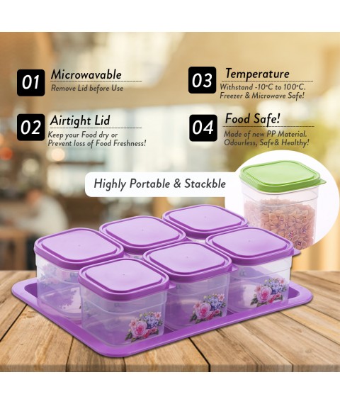 Elianware Kuih Raya Cookies Snacks Airtight Container with Tray (6 Pcs)