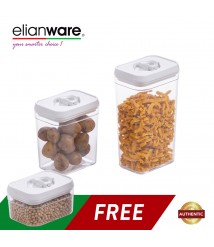 Elianware Lid Lock White Elegant Rectangular Airtight Canister Food Storage Container - 6 pcs