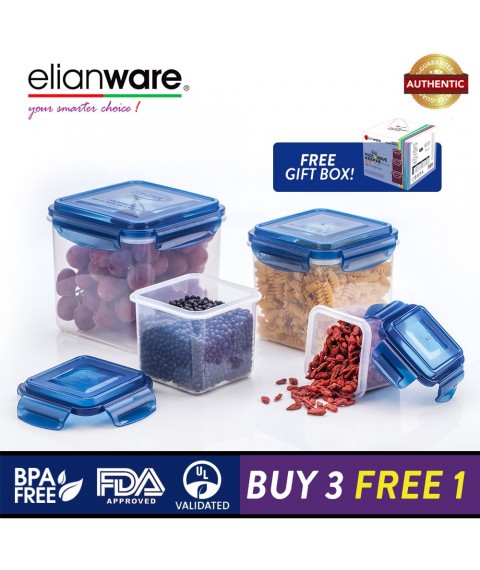 Elianware Ezy-Lock Airtight Seal Microwavable Food Containers (4 pcs)