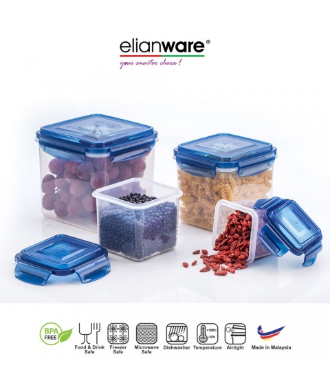 Elianware Ezy-Lock Airtight Seal Microwavable Food Containers (4 pcs)